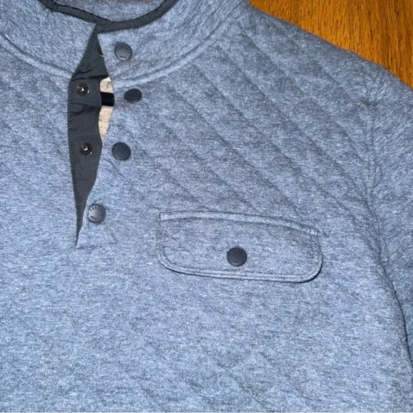 $188 Flaherty Men's Epic Quilted Fleece Pullover - Ocean Light blue Heather L V-Neck